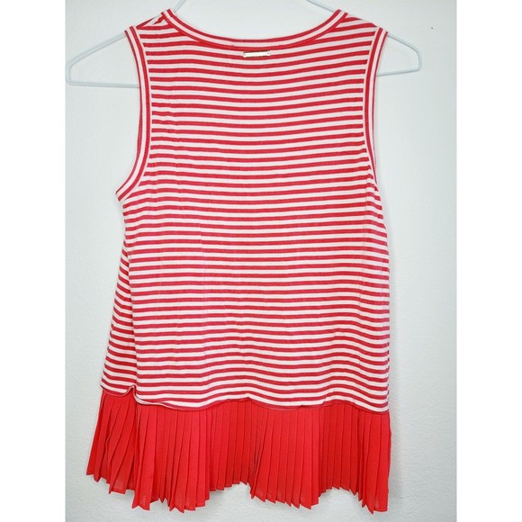 Michael Kors Salmon/White Tanktop W Vertical Ruffles On Bottom Small NWOT - Picture 2 of 3